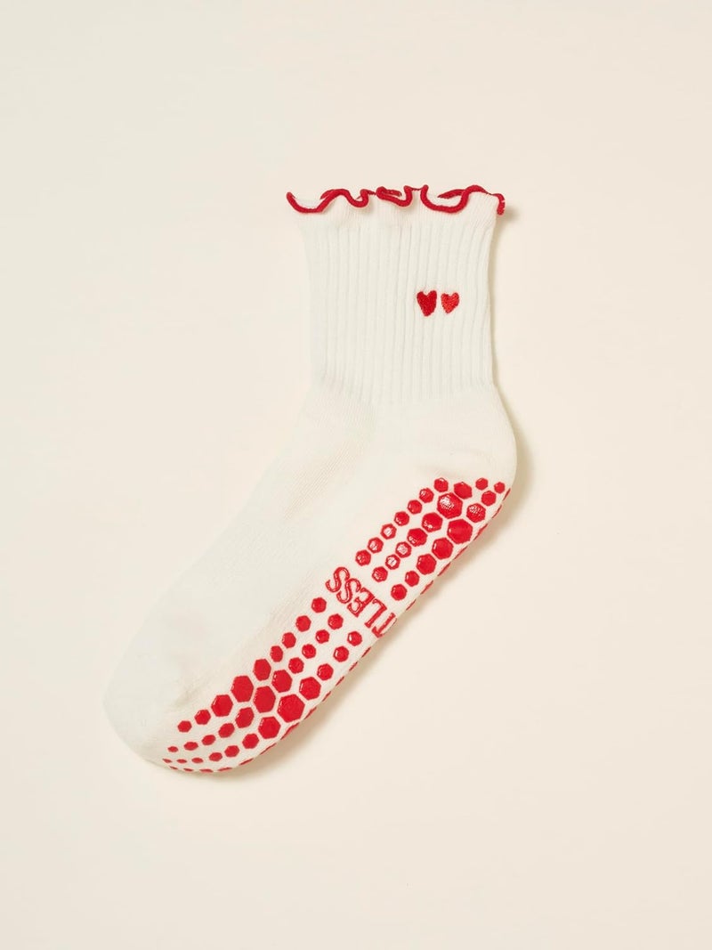 Shapes Studio Crew Half Calf Grip Socks, Cutest Fruits Pilates Socks, Ruffle socks, Non-Slip, Barre Yoga Fitness - Image 1